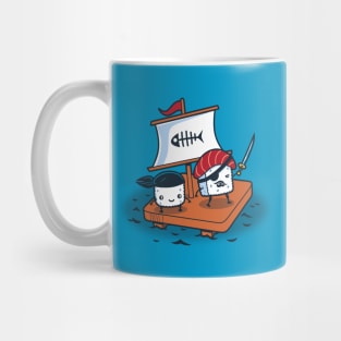 Funny Cute Kawaii Sushi Pirates for Kids and Sushi Lovers Mug